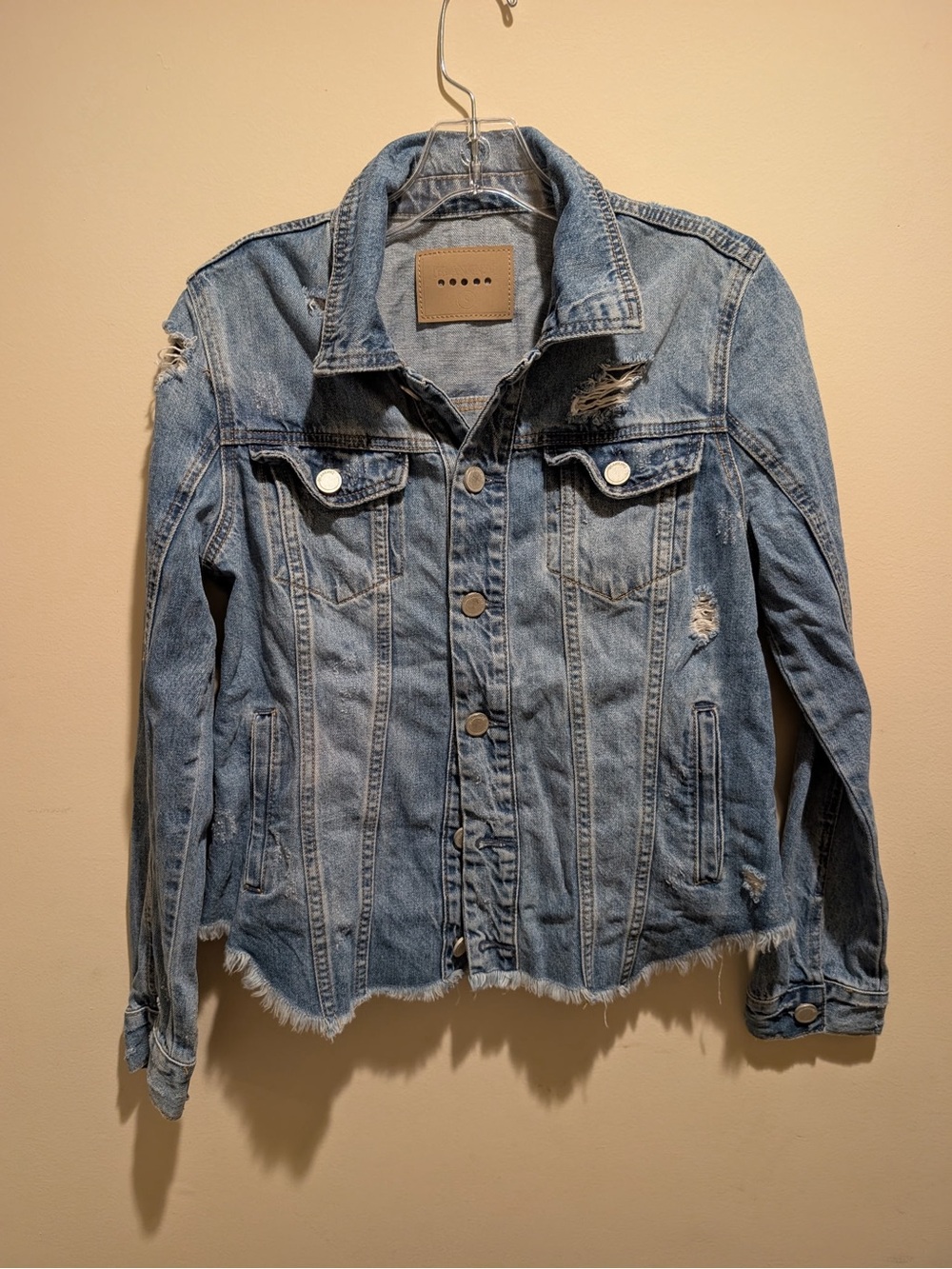 Blank NYC Light Blue Distressed Denim Jacket